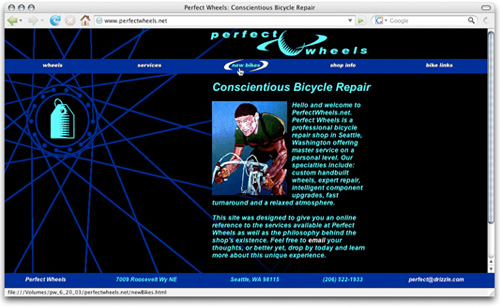 Perfect Wheels web site / home (rollover)