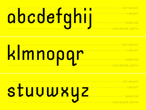 Stark typeface by Daniel P. Johnston: lower case